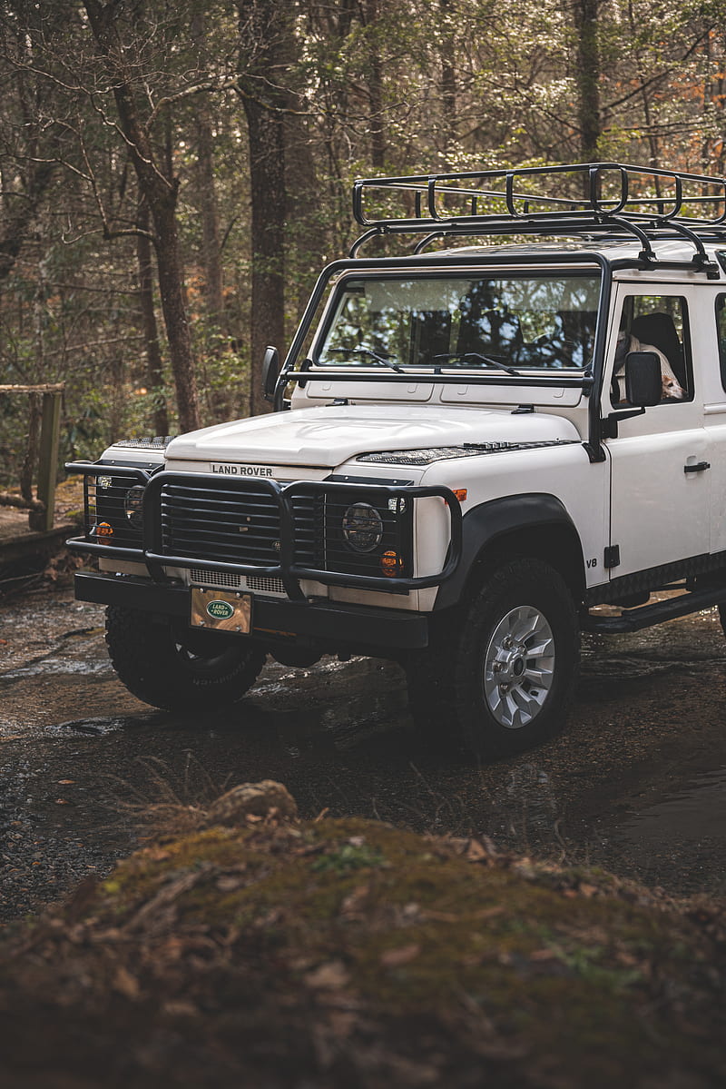 land rover defender, land rover, car, suv, white, jeep, HD phone wallpaper