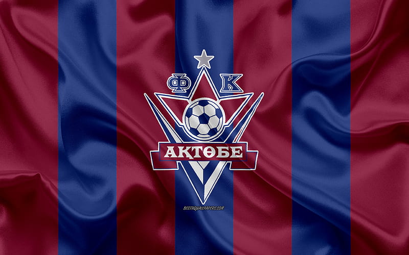 FC Aktobe Kazakh football club, purple blue flag, silk flag, Kazakhstan Premier League, Aktobe, Kazakhstan, football, HD wallpaper