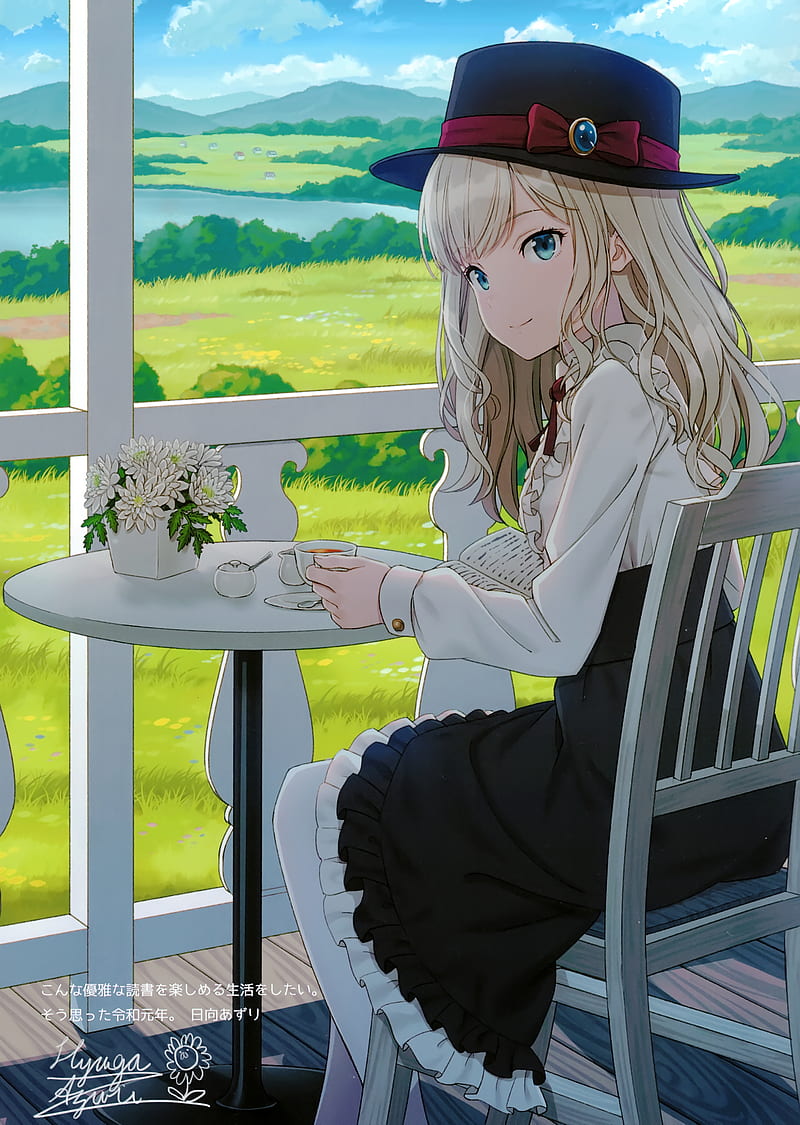 Tea time, cute, girl, time, anime, manga, cup, tea, HD wallpaper