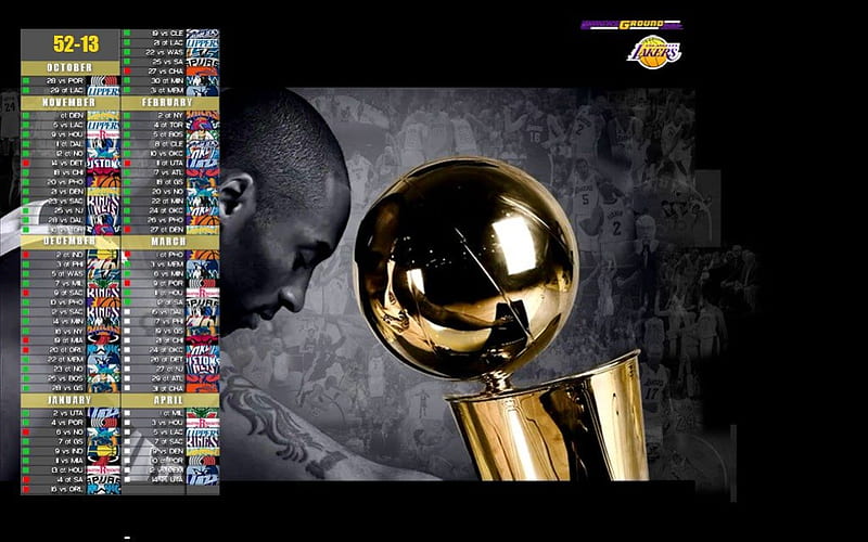 Lakers 2008-2009 season schedule, champions, kobe, trophy, bryant, lakers, HD wallpaper