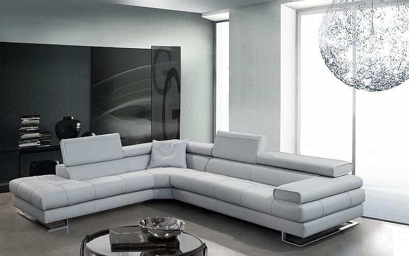 living room, white room, modern apartment, sofa, modern design, interior idea, HD wallpaper