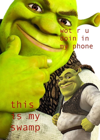 shrek 👀 meme wallpaper  Funny lockscreen, Funny iphone wallpaper