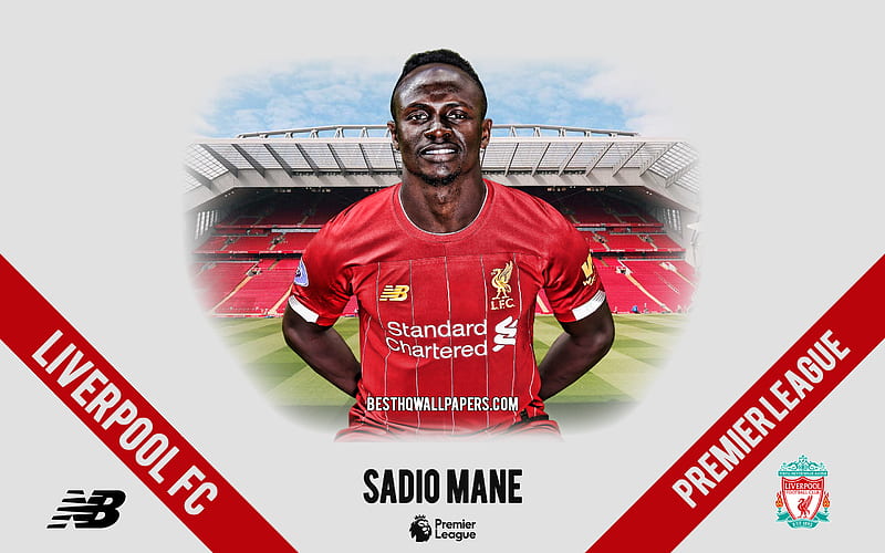 Sadio Mane, Liverpool FC, portrait, Senegalese footballer, attacking midfielder, 2020 Liverpool uniform, Premier League, England, Liverpool FC footballers 2020, football, Anfield, HD wallpaper