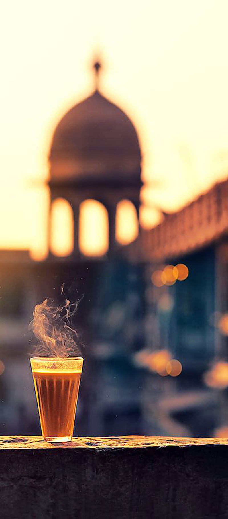 Tea, season, mosque, sunset, HD phone wallpaper