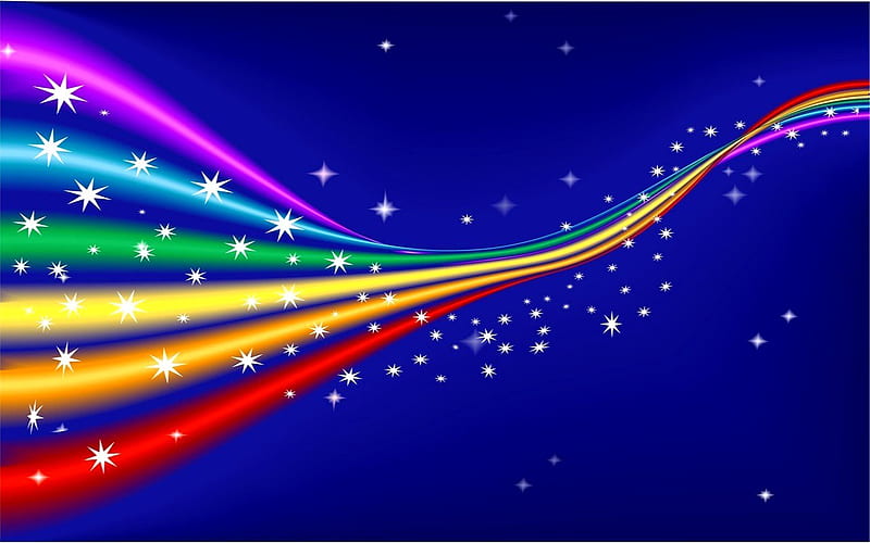 STARS AND STREAMERS, colorful, stars, blue, streamers, HD wallpaper