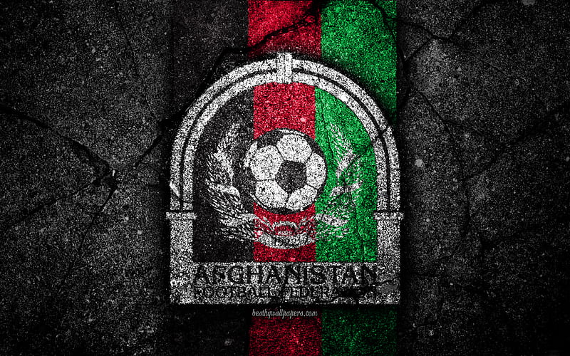 Afghanistan football team, logo, AFC, football, asphalt texture, soccer, Afghanistan, Asia, Asian national football teams, Afghanistan national football team, HD wallpaper