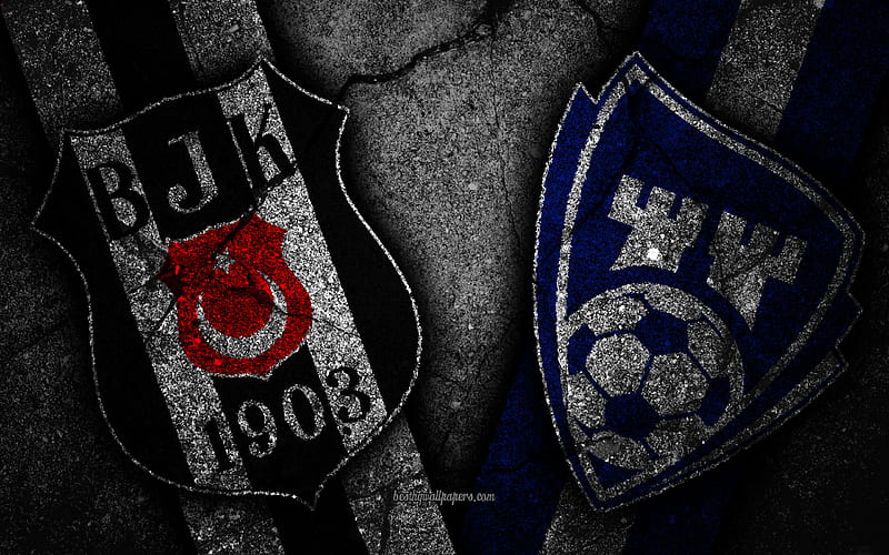 Besiktas vs Sarpsborg 08, UEFA Europa League, Group Stage, Round 1, creative, Besiktas FC, Sarpsborg 08 FC, black stone, HD wallpaper