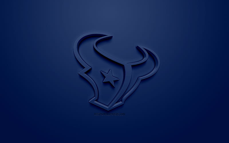 Houston Texans, American football club, creative 3D logo, blue background, 3d emblem, NFL, Houston, Texas, USA, National Football League, 3d art, American football, 3d logo, HD wallpaper