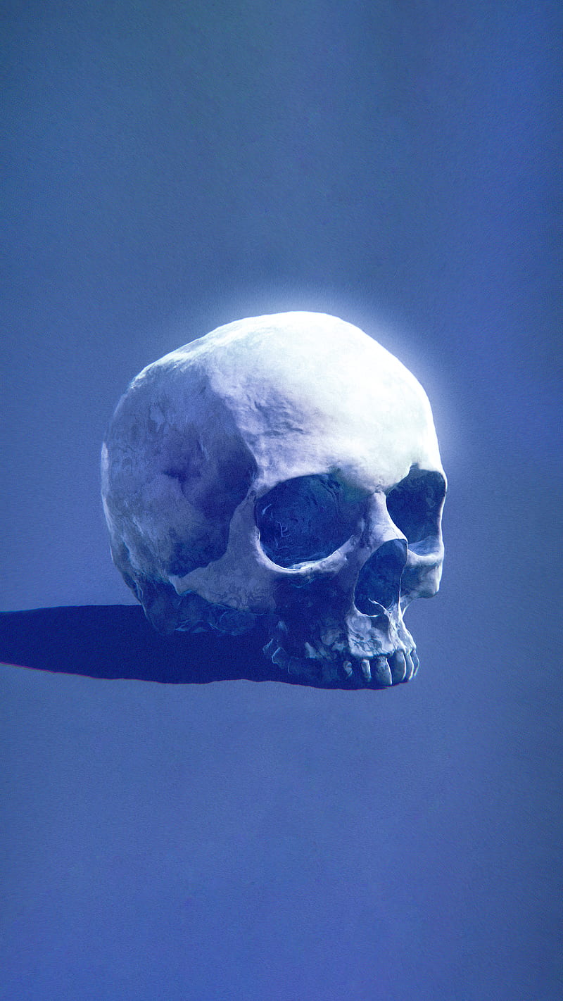 Skull , blue, bone, grain, grunge, grungy, halloween, horror, scary, skeleton, trahko, HD phone wallpaper