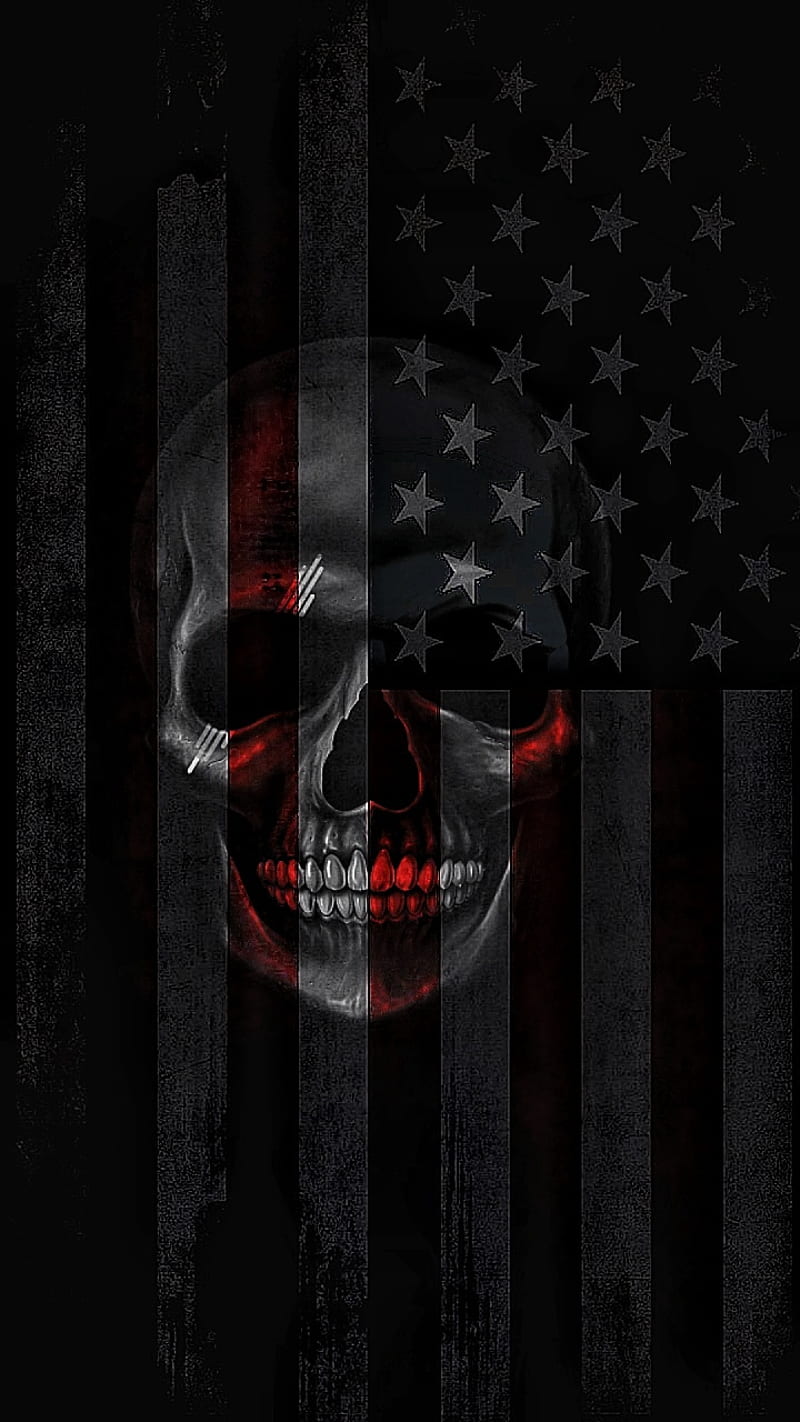 American Skull, american flag, HD phone wallpaper