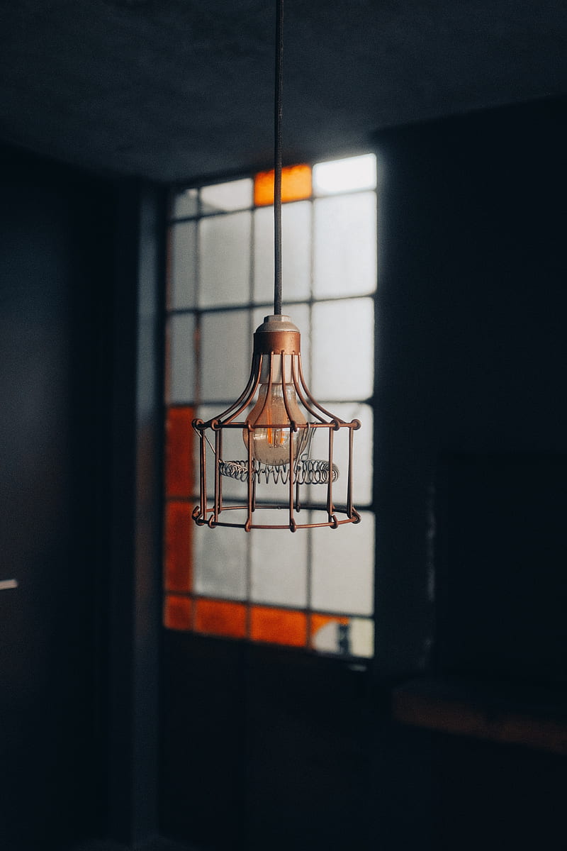 lamp, chandelier, metal, metallic, focus, HD phone wallpaper