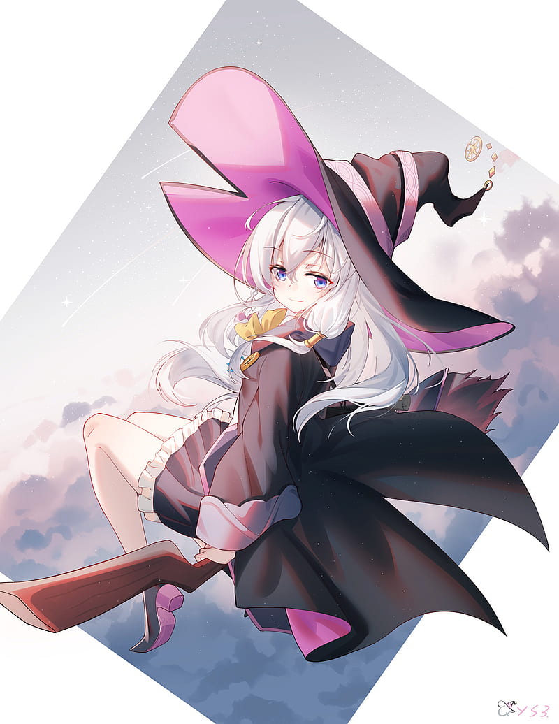 anime witch with broom