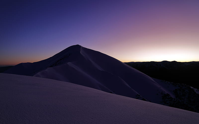 Twilight Plateau Mountains Snow Dusk Scenery, HD wallpaper