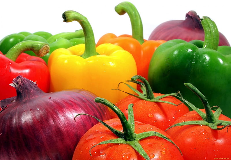 Vegetables, tomatoes, onions graphy, abstract, HD wallpaper