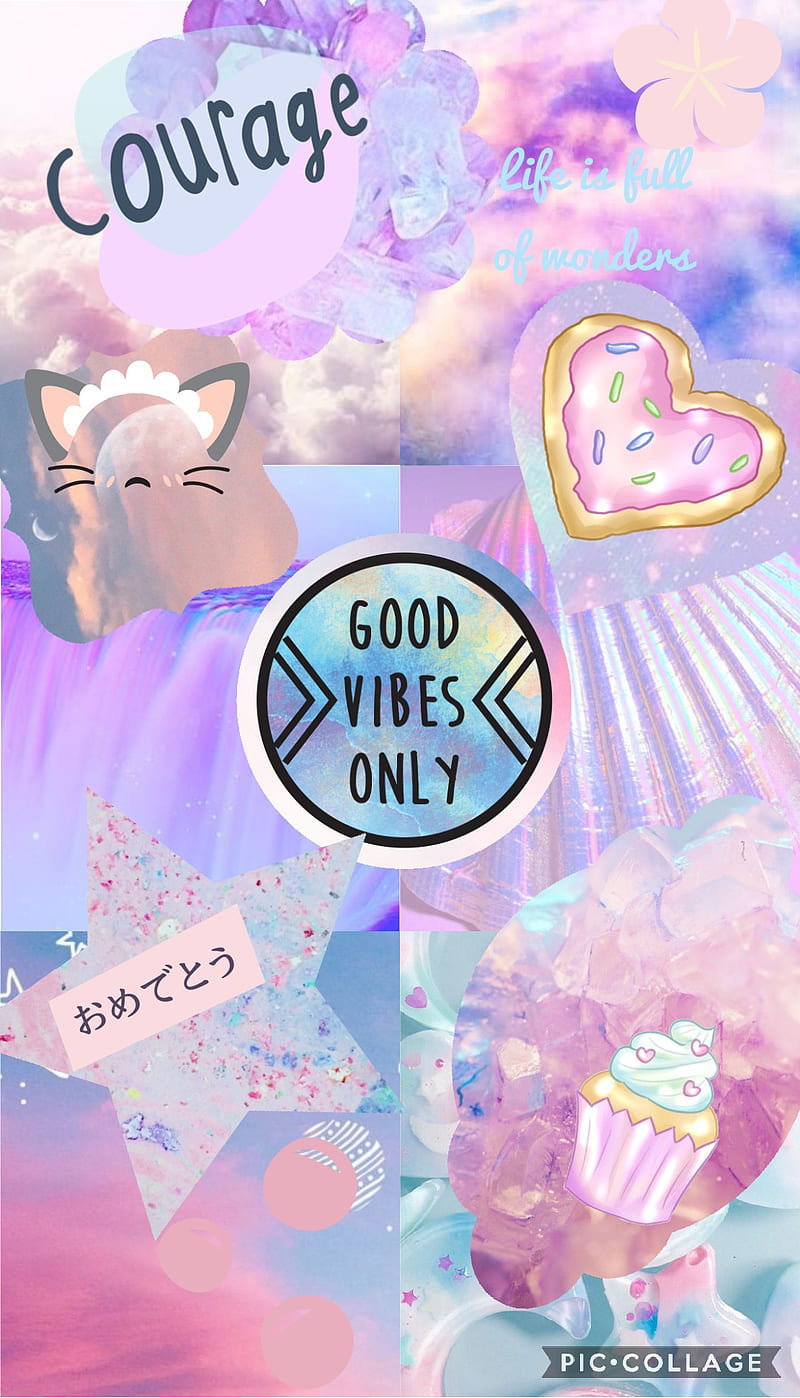 PasteL aesthetic, blue, cute, good vibes only, kawaii, mermaid, pastel rainbow, pink, verses, HD phone wallpaper