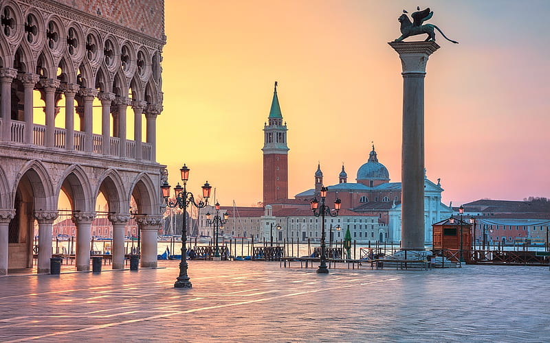 Venice, Italy, Venice, church, Italy, square, HD wallpaper