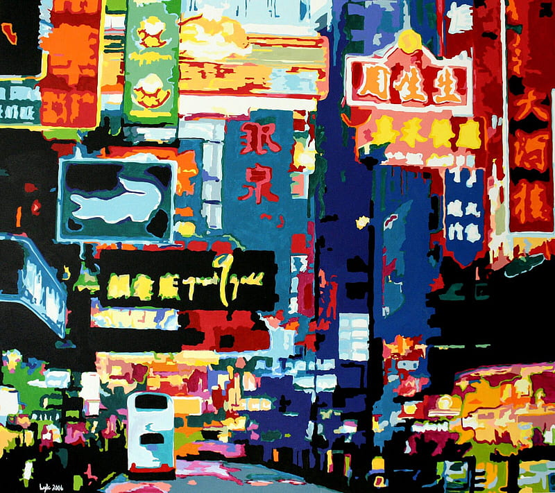 Chinatown Art, china, city, galaxy, gnote, note, paint, samsung, town, HD wallpaper
