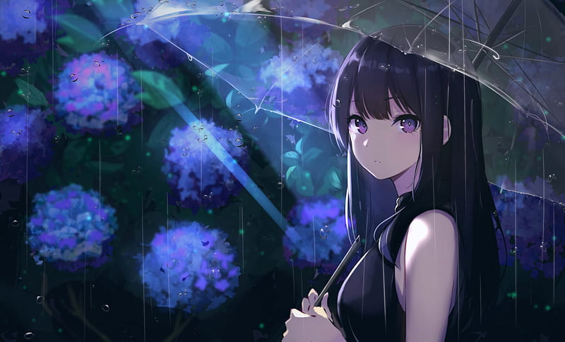 Anime umbrella girl dark Wallpapers Download