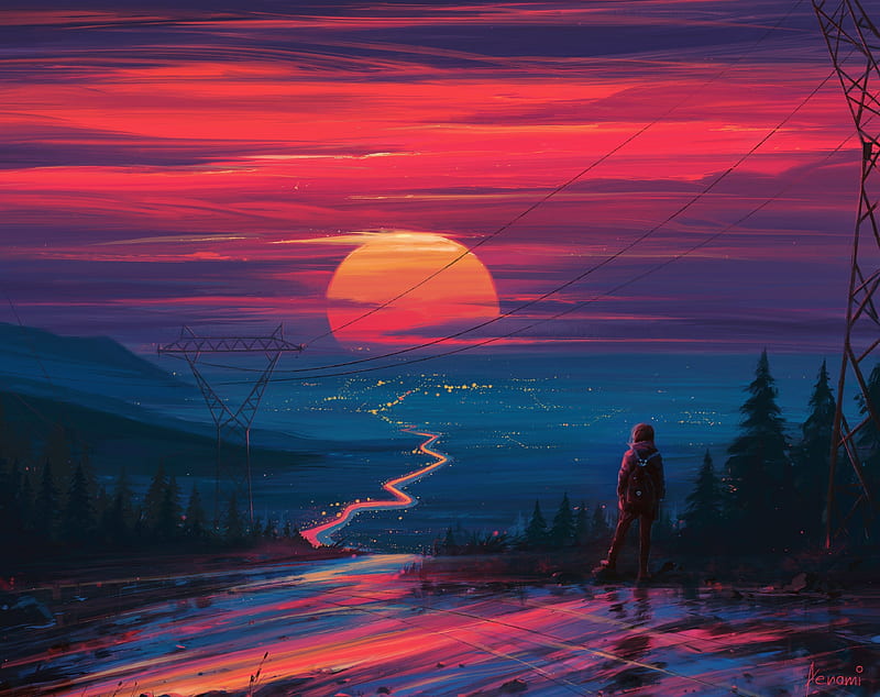 Journey Painting Ultra, Artistic, Drawings, Travel, Sunset, Journey, Road,  Painting, HD wallpaper | Peakpx