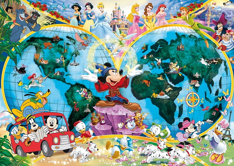 Disney World, world, fantasia, fantasy, luminos, mouse, mickey, disney, HD wallpaper