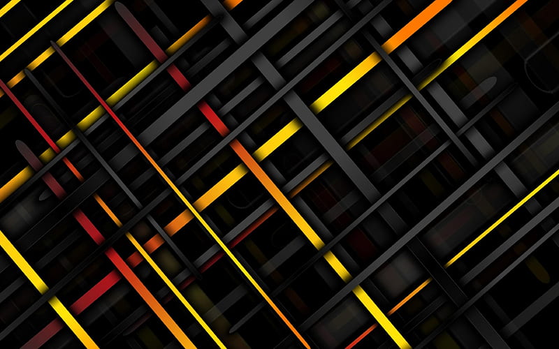 black lines, 3D linear patterns, background with lines, creative, linear textures, 3D textures, HD wallpaper