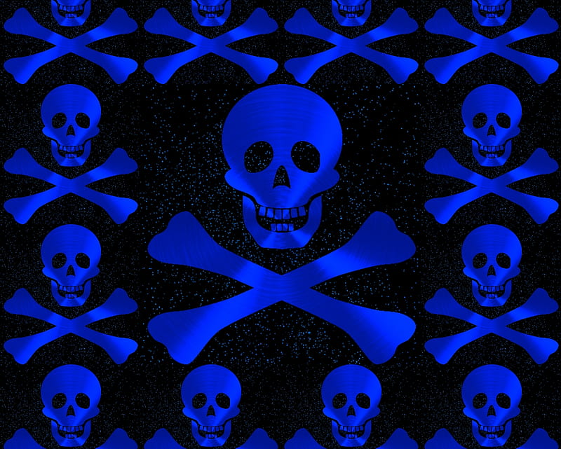 Skull Crossbones, gizzzi, black, labrano, skull, crossbones, blue, HD wallpaper