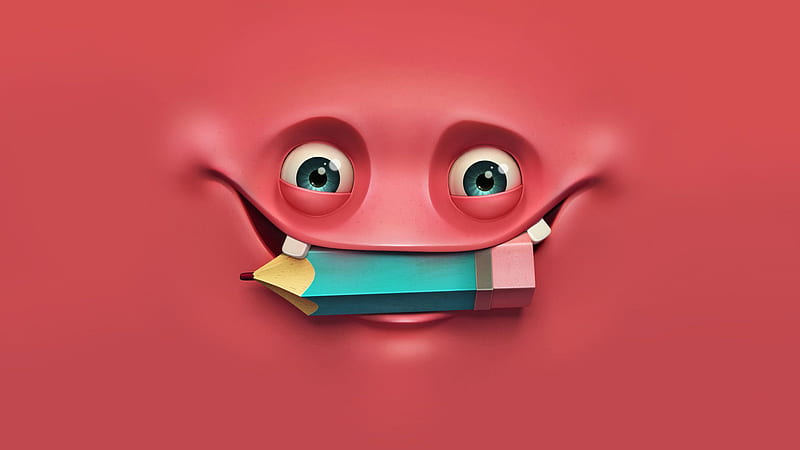 Red Funny Face Expression Pencil Funny, HD wallpaper