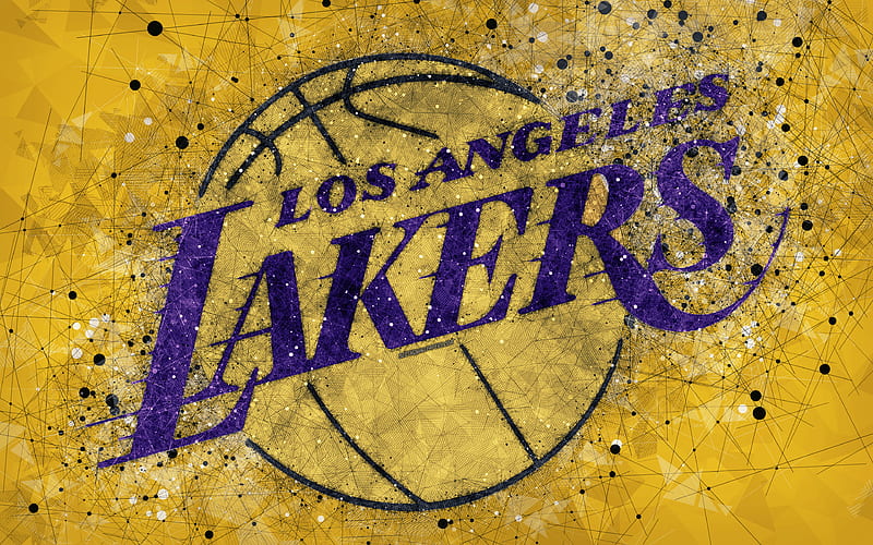 Los Angeles Lakers creative geometric logo, American basketball club, creative art, NBA, emblem, yellow abstract background, mosaic, National Basketball Association, Los Angeles, California, USA, basketball, HD wallpaper