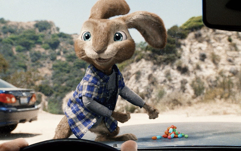 Hop (2011), candy, rabbit, movie, sweets, hop, easter, animal, egg, car, blue, HD wallpaper