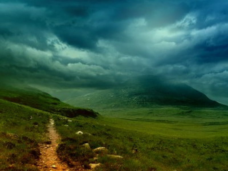 Bliss Mountain Manipulation Nature Fields Clouds Sky Landscape