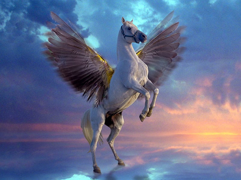 Pegasus in the Sky, greek mythology, horse, abstract, mythology, fantasy horse, stallion, fantasy, pegasus, myth, HD wallpaper