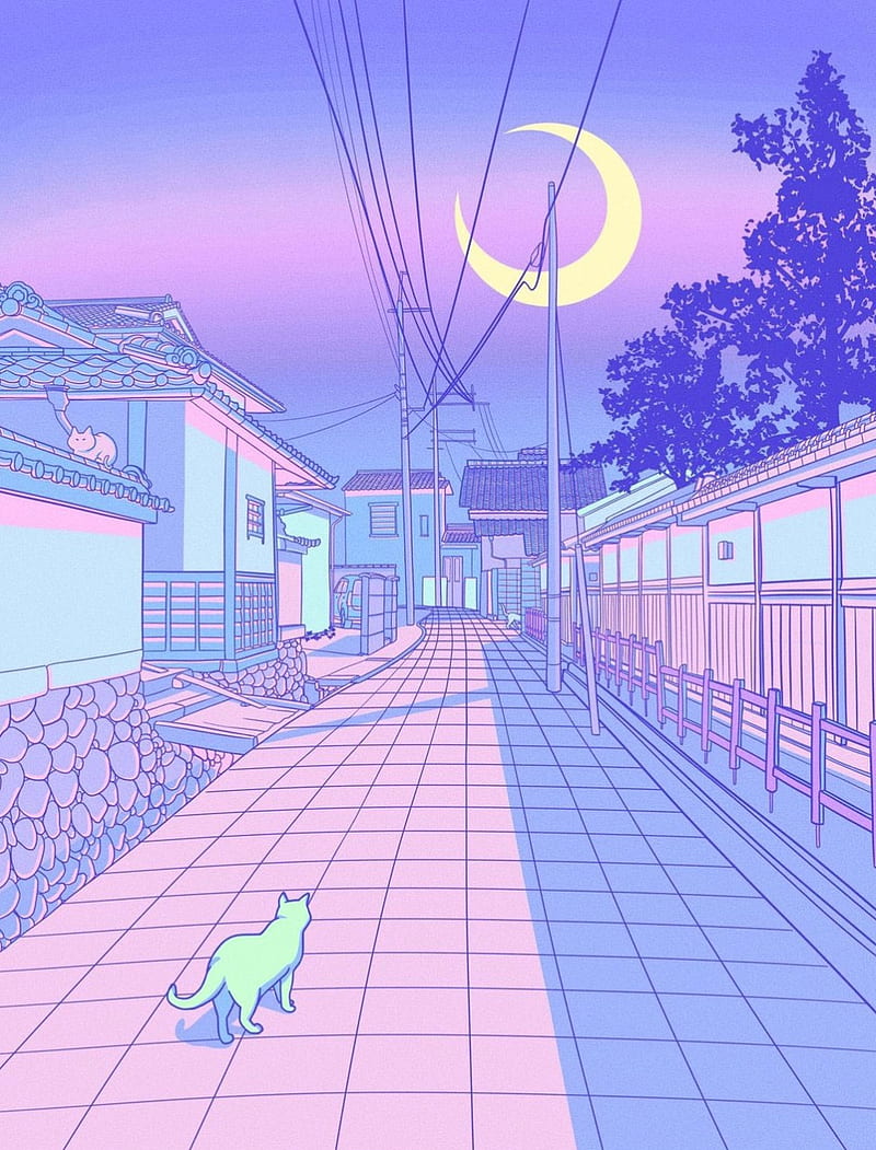 Pastel Japanese cat, japan, HD phone wallpaper | Peakpx