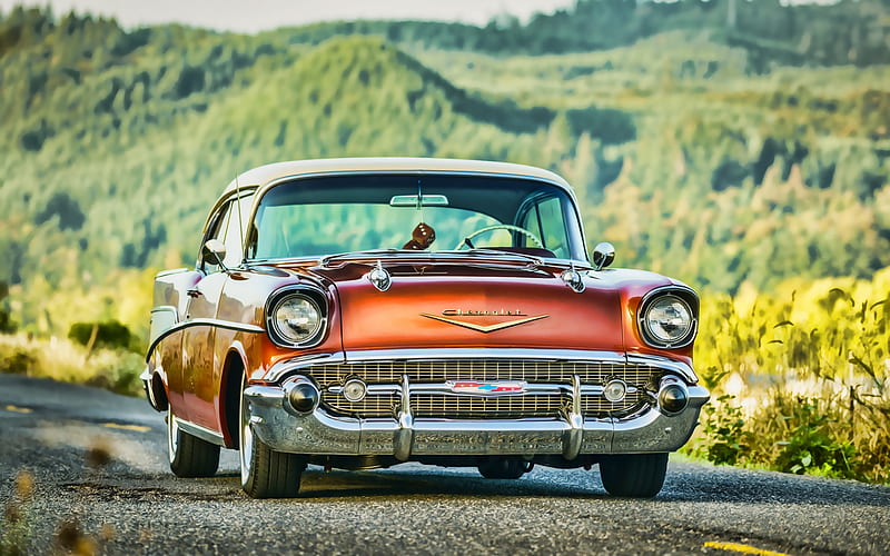 Chevrolet Bel Air, R, 1957 cars, road, retro cars, 1957 Chevrolet Bel Air, american cars, Chevrolet, HD wallpaper