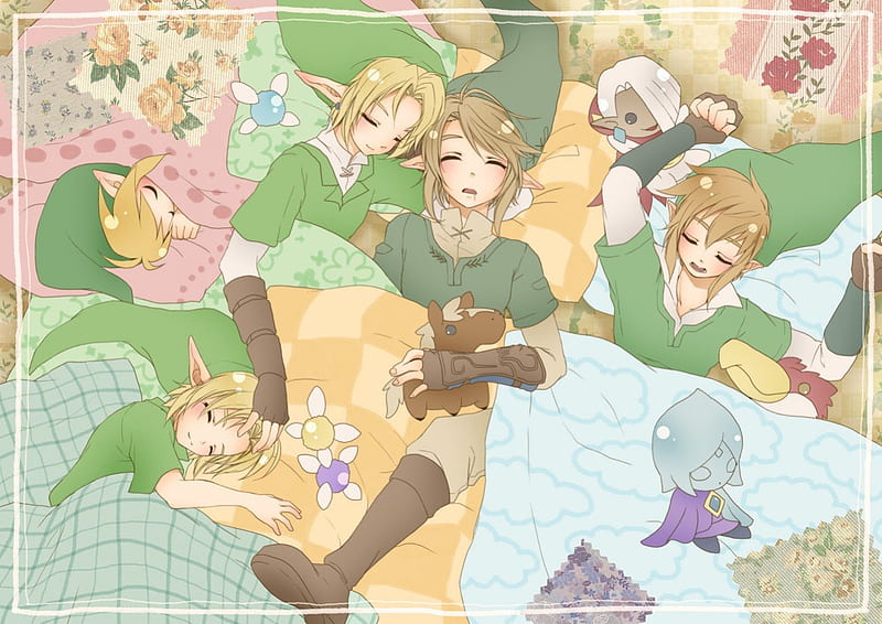 お休みなさい..., Zelda, Toon Link, Good Night, Navi, Twilight Link, Epona, Young Link, Cute, Link, Sky Link, Oyasumi, HD wallpaper