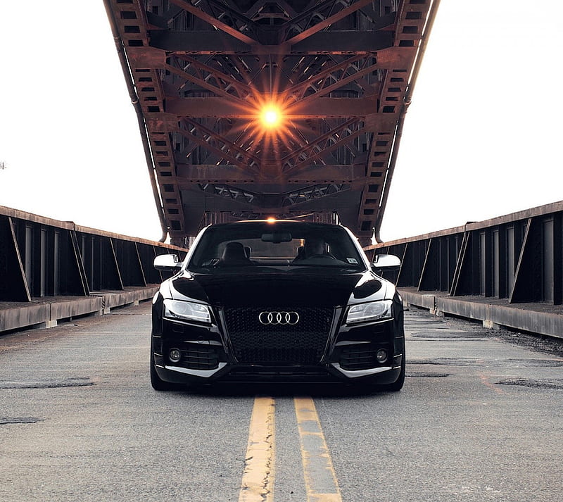 Black Audi S5, audi s5, bridge, HD wallpaper