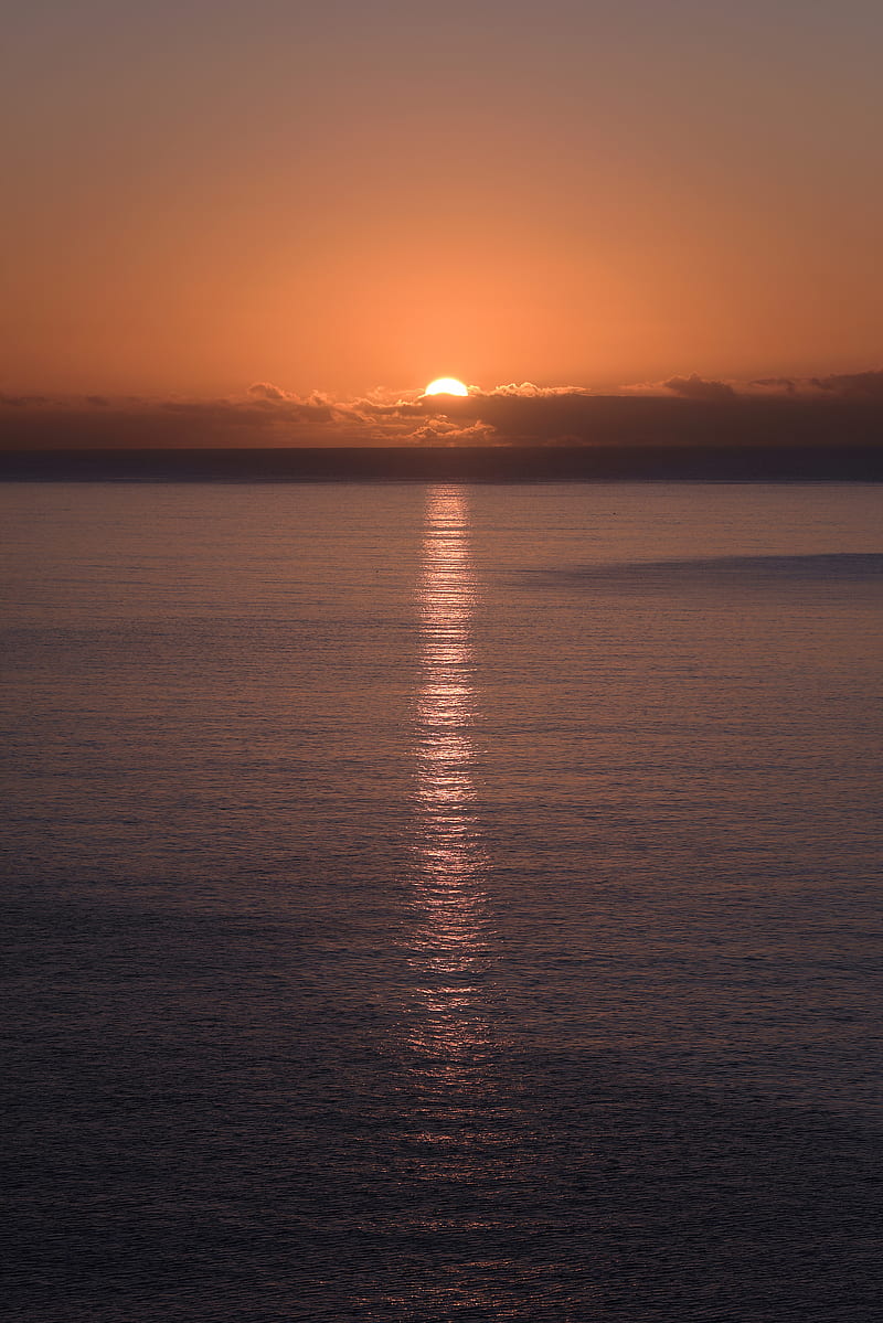 sunset, sun, glare, horizon, water, HD phone wallpaper