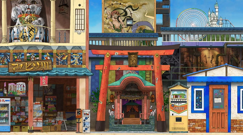 japan, gate, art, fantasy, torii, orginal, old, HD wallpaper