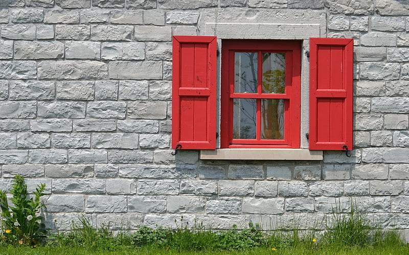 window, house, wall, grass, HD wallpaper