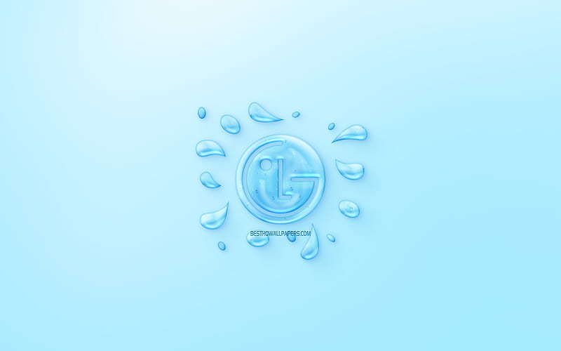 LG logo, water logo, emblem, blue background, LG logo made of water, creative art, LG, water concepts, LG Electronics, HD wallpaper