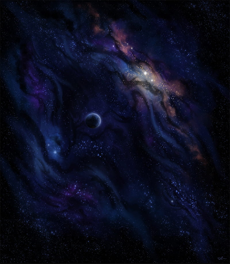 planet, nebula, galaxy, stars, space, dark, HD phone wallpaper
