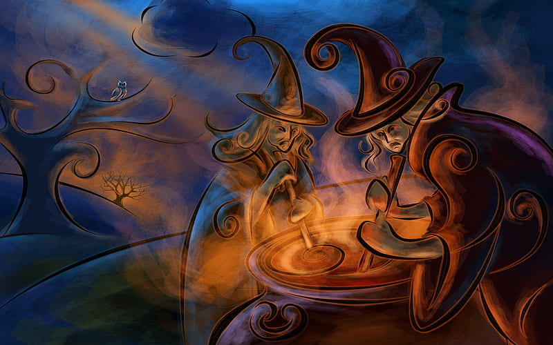 Refining magic potion witch-Halloween Illustration Design, HD wallpaper