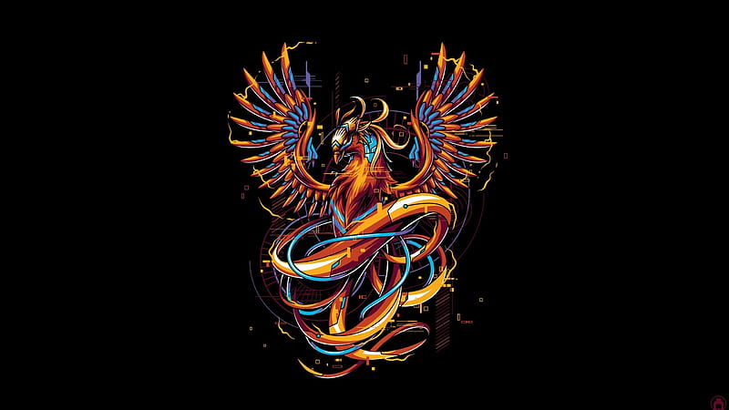 phoenix, mystical creature, desenho, Fantasy, HD wallpaper