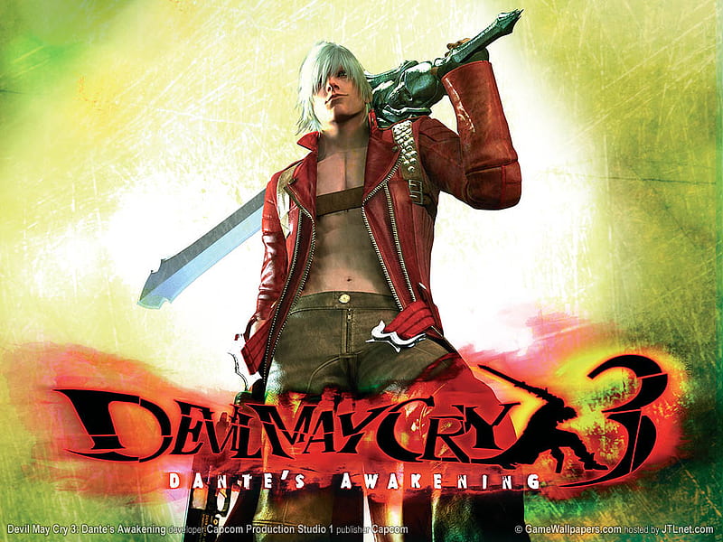 Dante's Awakening, games, dante, male, white hair, video game, game, video games, devil may cry, trench coat, gun, dmc3, anime, lone, weapon, sword, HD wallpaper