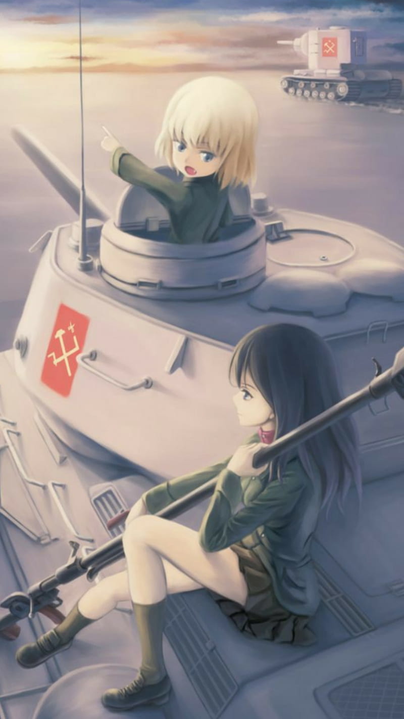 Katyusha Tank Match, anime, anime war, cute, girls und panzer, nonna, tank match, guerra, HD phone wallpaper