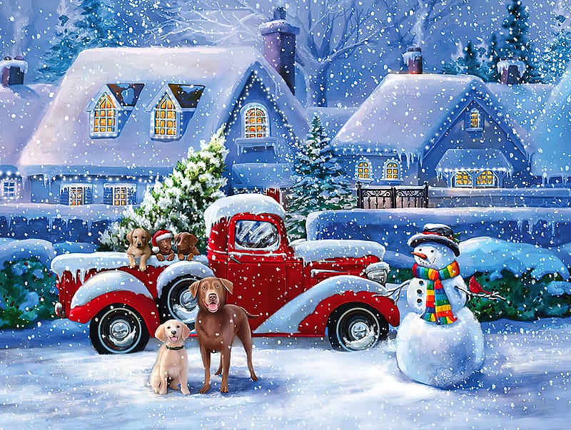 Christmas joy, gods, snowfall, snow, christmas, joy, village, friends,  winter, HD wallpaper | Peakpx