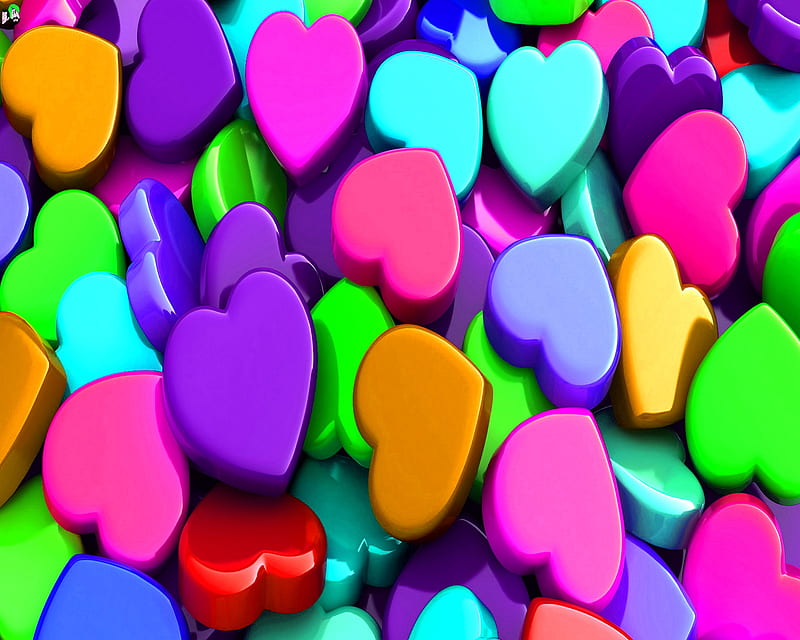 Colorful Hearts, love hearts, HD wallpaper
