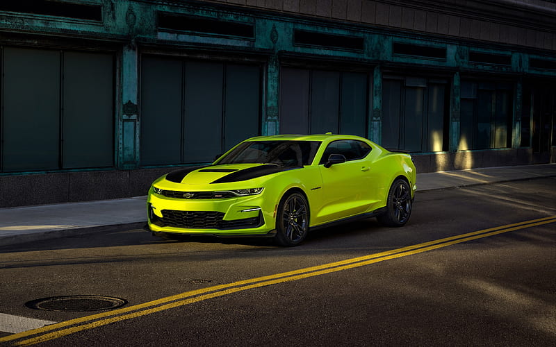 Chevrolet Camaro SS, 2018, Shock Concept, green sports coupe, tuning Camaro, American sports cars, Chevrolet, HD wallpaper