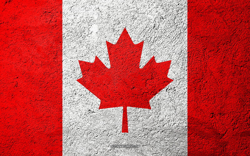 Flag of Canada, concrete texture, stone background, Canada flag, North America, Canada, flags on stone, Canadian flag, HD wallpaper