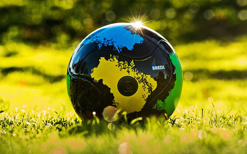 Bend-It Soccer, Brazil-It, Soccer ball, green grass, football concepts, Brazil, HD wallpaper