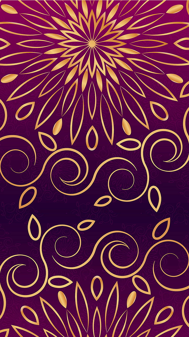 Mandala ornament 2, abstract, arabic, art, decoration, flora, floral, flower, gold, golden, india, islam, love, ornaments, pattern, purple, violet, HD phone wallpaper